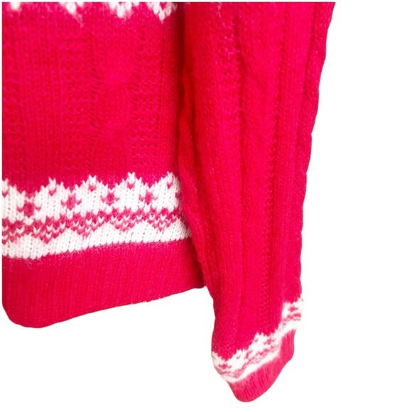 Old Navy NWT Women's Alpine Fair Isle Cardigan Sweater L Deer Trees Red White - Picture 7 of 12